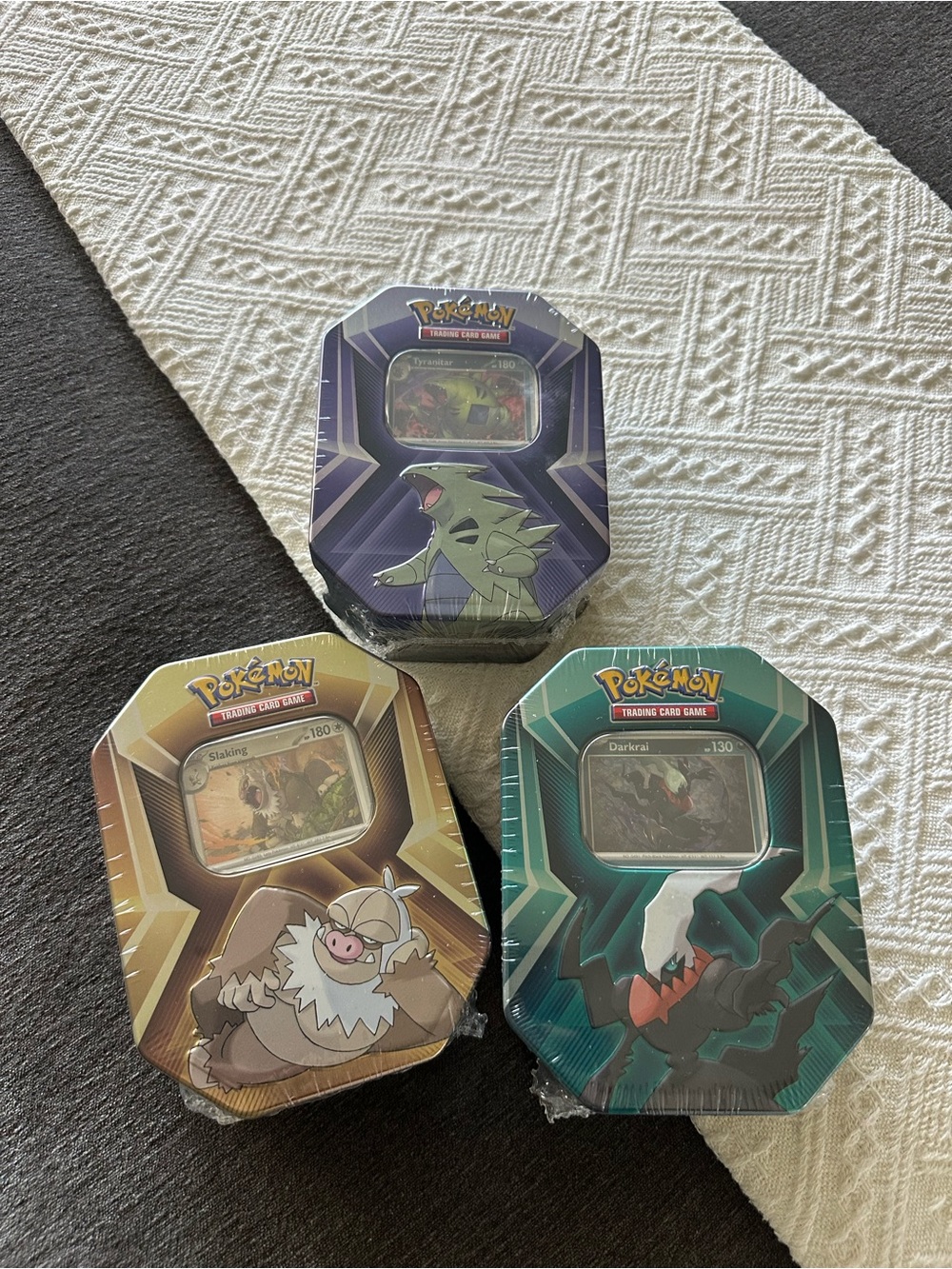Pokemon Triple Whammy Tin Set of 3 Sealed Darkrai Tyranitar Slaking Gift